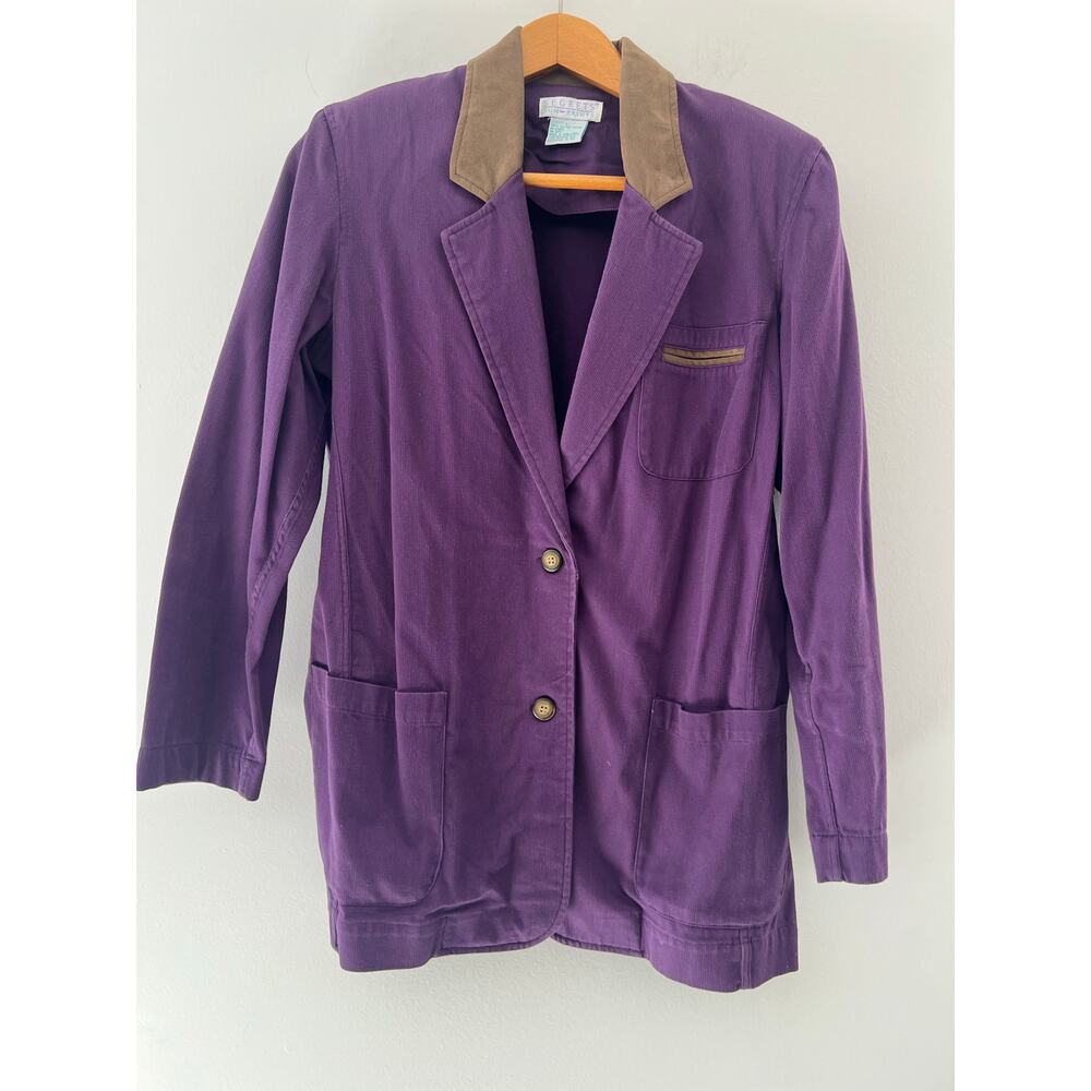 1980s-1990s Vintage Segrets Cotton Corduroy Button Down Jacket Purple Large JL